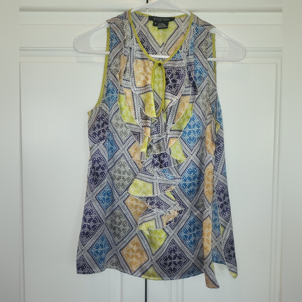 ETCETERA Sleeveless 100% SILK Top